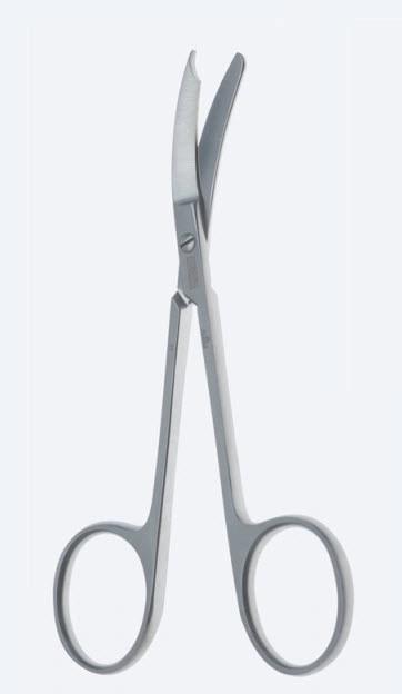 Ножиці, хірургічні, "Northbent", лігатурні, вигнуті, з одним тупим і одним гострим кінцем, загальна довжина 120 мм. Бренд - Asanus Medizintechnik Gmb, Німеччина